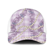 Pua Kalaunu Lei Mesh Trucker Cap Palaka Pattern LT01 One Size White Purple - Polynesian Pride