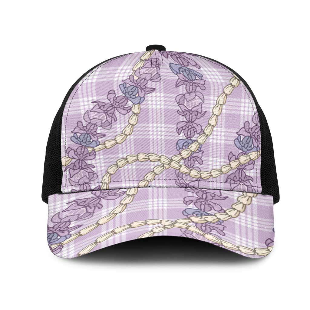 Pua Kalaunu Lei Mesh Trucker Cap Palaka Pattern LT01 One Size Black Purple - Polynesian Pride