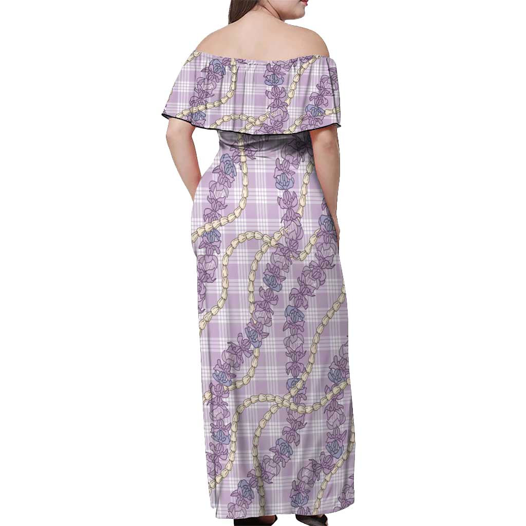 Pua Kalaunu Lei Off Shoulder Maxi Dress Palaka Pattern LT01 - Polynesian Pride