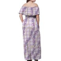 Pua Kalaunu Lei Off Shoulder Maxi Dress Palaka Pattern LT01 - Polynesian Pride