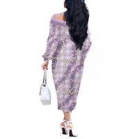 Pua Kalaunu Lei Off The Shoulder Long Sleeve Dress Palaka Pattern LT01 - Polynesian Pride