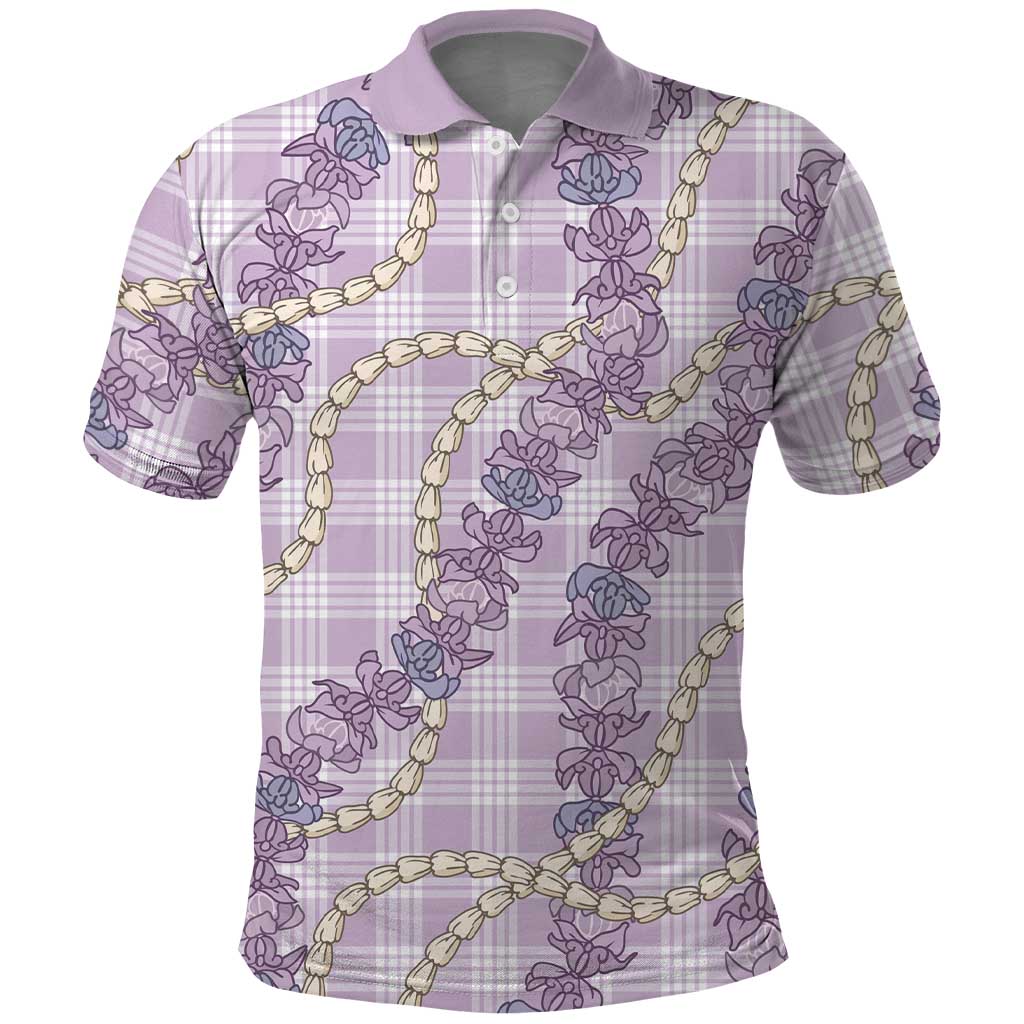 Pua Kalaunu Lei Polo Shirt Palaka Pattern LT01 Purple - Polynesian Pride