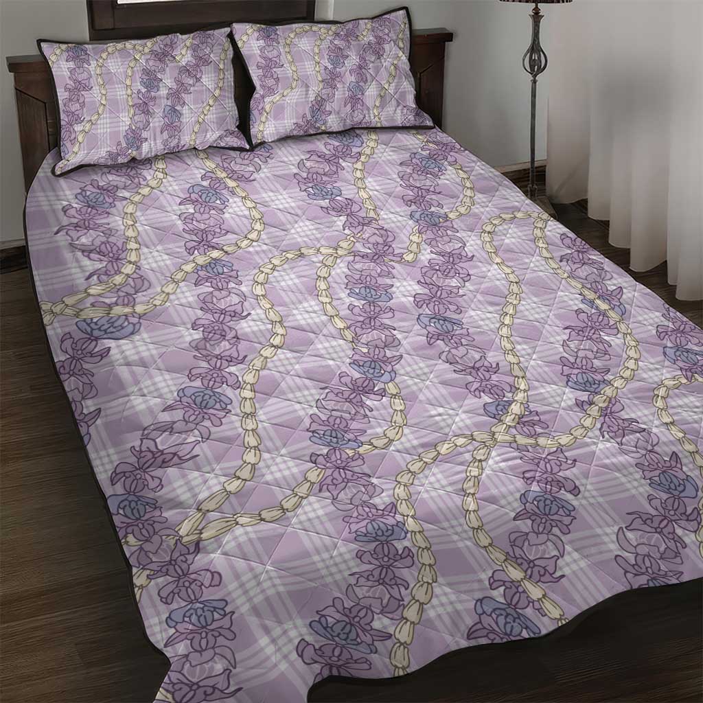 Pua Kalaunu Lei Quilt Bed Set Palaka Pattern LT01 Purple - Polynesian Pride