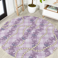 Pua Kalaunu Lei Round Carpet Palaka Pattern LT01 Purple - Polynesian Pride