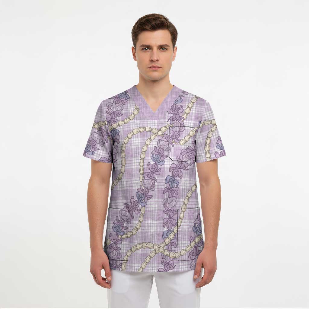 Pua Kalaunu Lei Scrub Top Palaka Pattern LT01 - Polynesian Pride