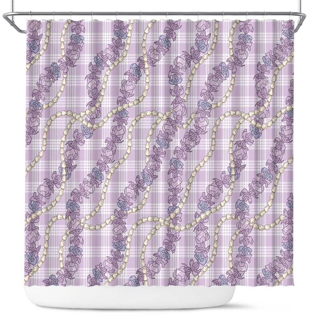Pua Kalaunu Lei Shower Curtain Palaka Pattern LT01 Purple - Polynesian Pride
