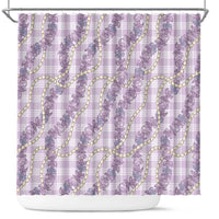 Pua Kalaunu Lei Shower Curtain Palaka Pattern LT01 Purple - Polynesian Pride