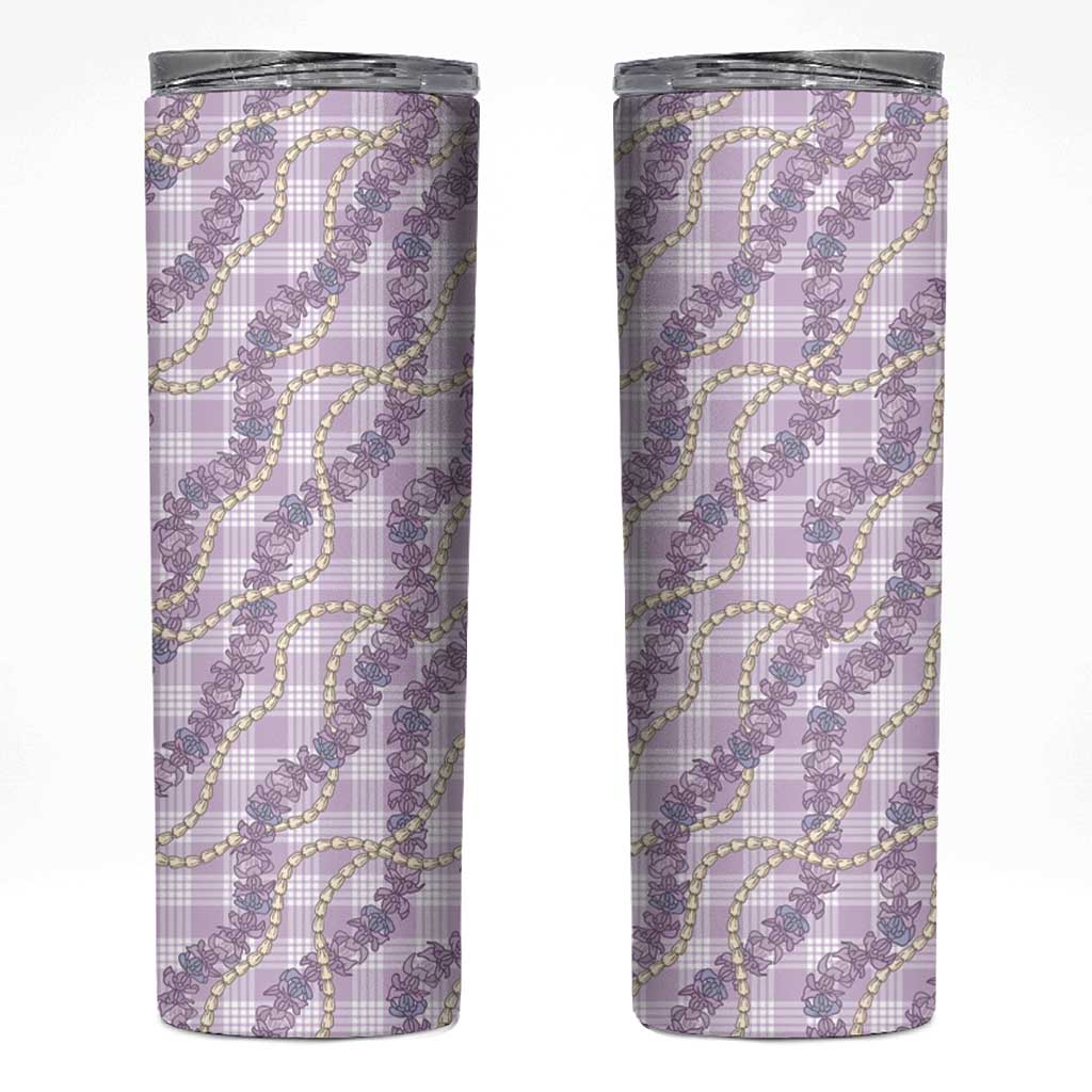 Pua Kalaunu Lei Skinny Tumbler Palaka Pattern LT01 Purple - Polynesian Pride