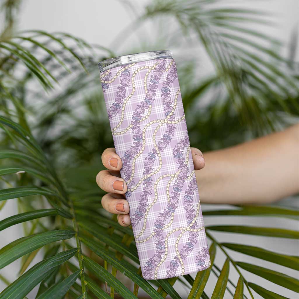 Pua Kalaunu Lei Skinny Tumbler Palaka Pattern LT01 - Polynesian Pride