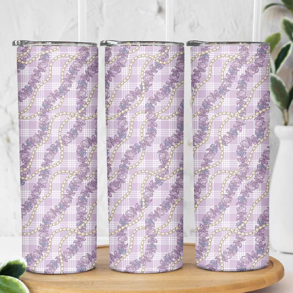 Pua Kalaunu Lei Skinny Tumbler Palaka Pattern LT01 - Polynesian Pride