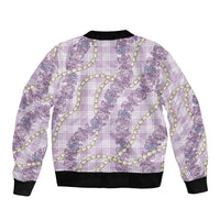 Pua Kalaunu Lei Sleeve Zip Bomber Jacket Palaka Pattern LT01 - Polynesian Pride