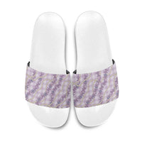 Pua Kalaunu Lei Slide Sandals Palaka Pattern LT01 Purple - Polynesian Pride