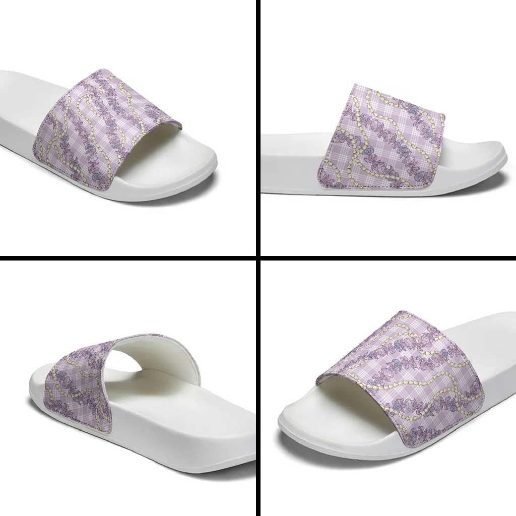 Pua Kalaunu Lei Slide Sandals Palaka Pattern LT01 - Polynesian Pride