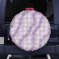 Pua Kalaunu Lei Spare Tire Cover Palaka Pattern LT01 No hole Purple - Polynesian Pride