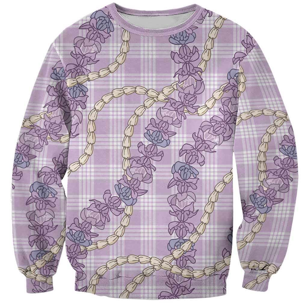 Pua Kalaunu Lei Sweatshirt Palaka Pattern LT01 Unisex Purple - Polynesian Pride