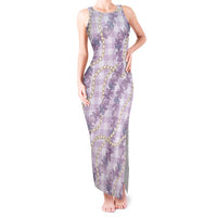 Pua Kalaunu Lei Tank Maxi Dress Palaka Pattern LT01 Women Purple - Polynesian Pride