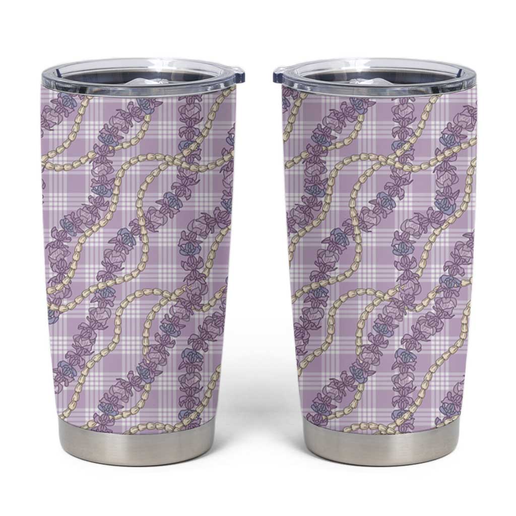 Pua Kalaunu Lei Tumbler Cup Palaka Pattern LT01 Purple - Polynesian Pride