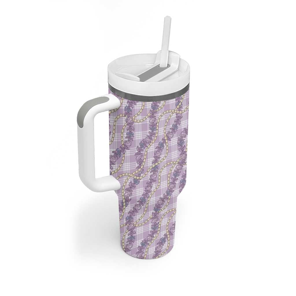 Pua Kalaunu Lei Tumbler With Handle Palaka Pattern LT01 - Polynesian Pride