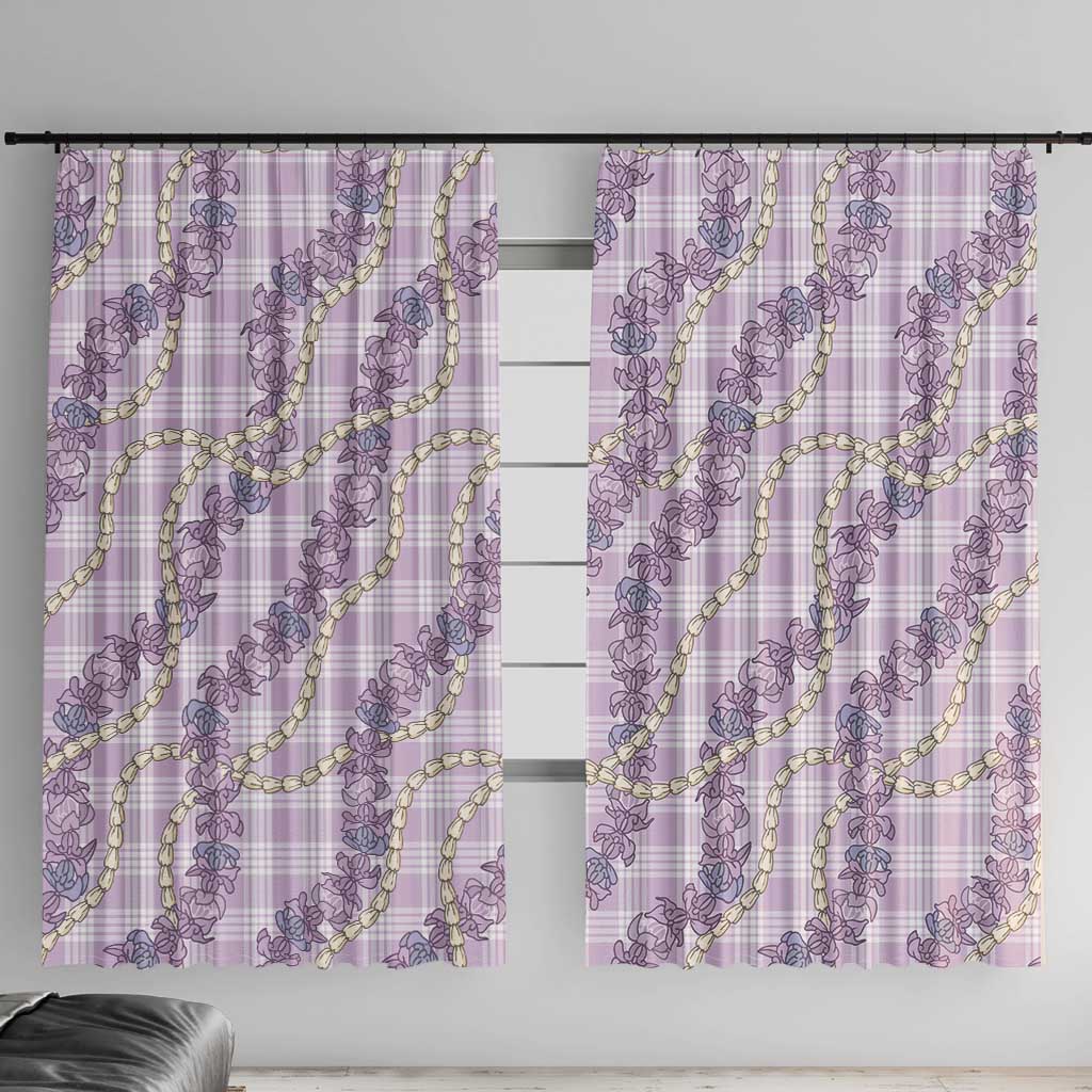 Pua Kalaunu Lei Window Curtain Palaka Pattern LT01 With Hooks Purple - Polynesian Pride