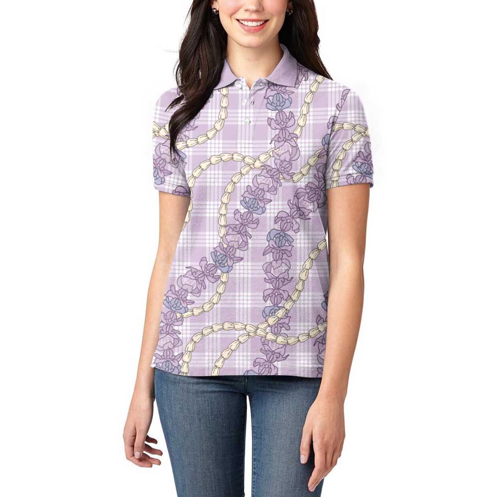 Pua Kalaunu Lei Women Polo Shirt Palaka Pattern LT01 - Polynesian Pride