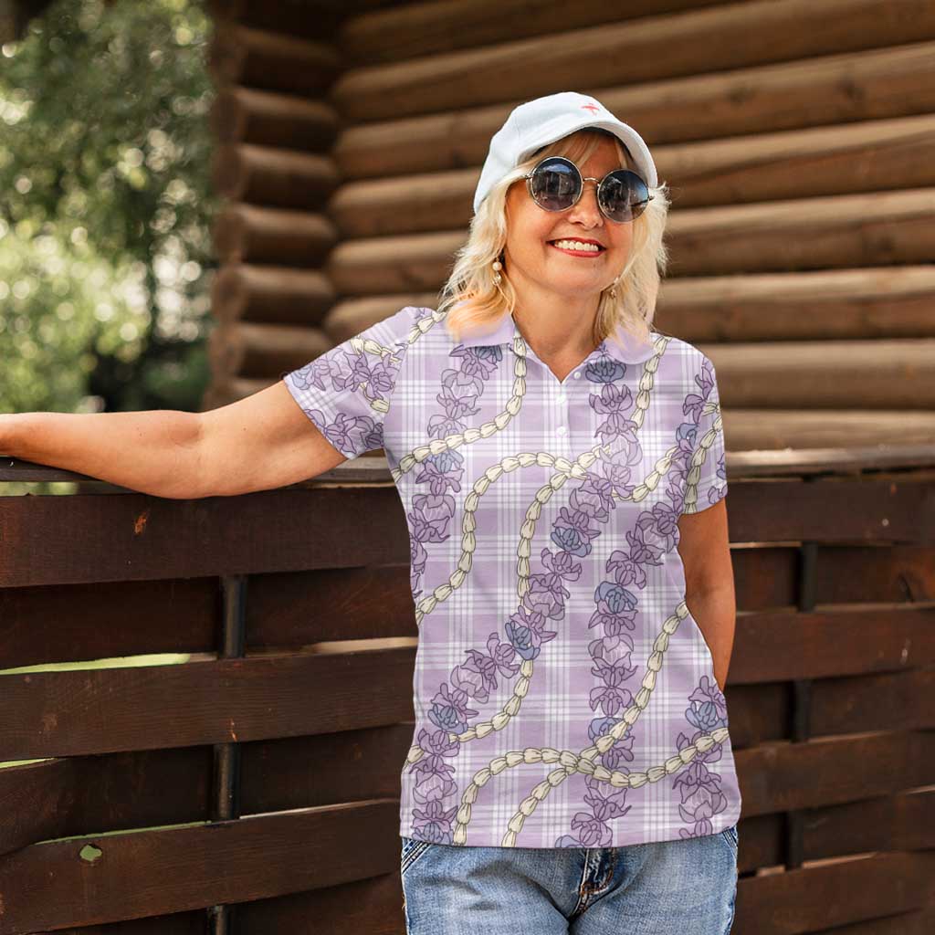 Pua Kalaunu Lei Women Polo Shirt Palaka Pattern LT01 - Polynesian Pride