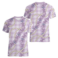 Pua Kalaunu Lei Women V-Neck T-Shirt Palaka Pattern LT01 - Polynesian Pride