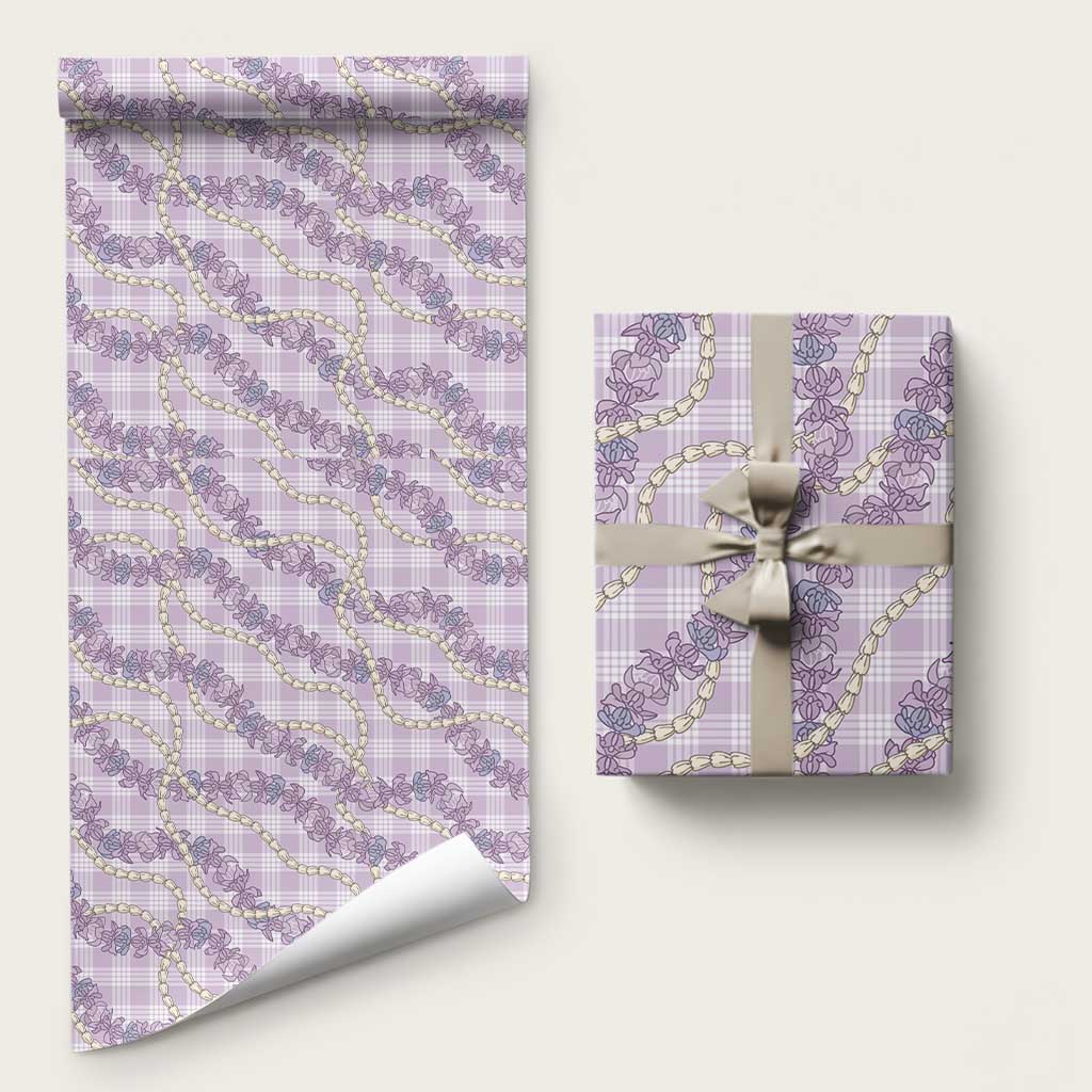 Pua Kalaunu Lei Wrapping Paper Palaka Pattern LT01 58" × 23" Purple - Polynesian Pride