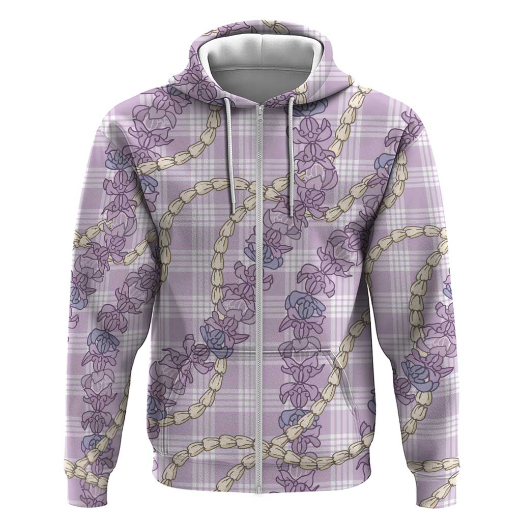 Pua Kalaunu Lei Zip Hoodie Palaka Pattern LT01 Zip Hoodie Purple - Polynesian Pride