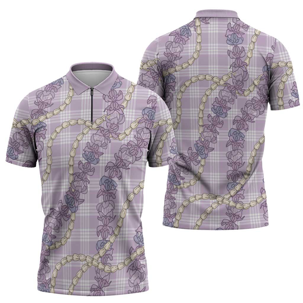 Pua Kalaunu Lei Zipper Polo Shirt Palaka Pattern LT01 - Polynesian Pride