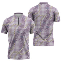 Pua Kalaunu Lei Zipper Polo Shirt Palaka Pattern LT01 - Polynesian Pride