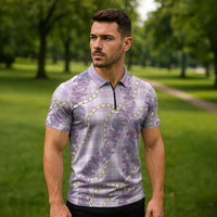 Pua Kalaunu Lei Zipper Polo Shirt Palaka Pattern LT01 - Polynesian Pride
