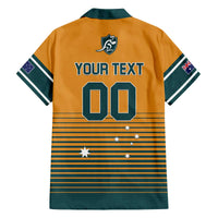 Custom Rugby Australia Family Matching Off The Shoulder Long Sleeve Dress and Hawaiian Shirt Junior Wallabies Go Champions