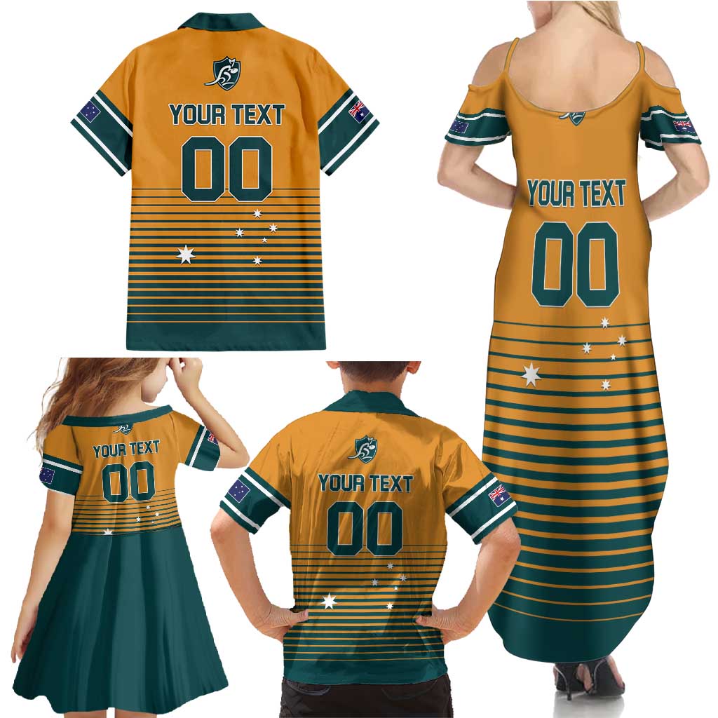Custom Rugby Australia Family Matching Summer Maxi Dress and Hawaiian Shirt Junior Wallabies Go Champions