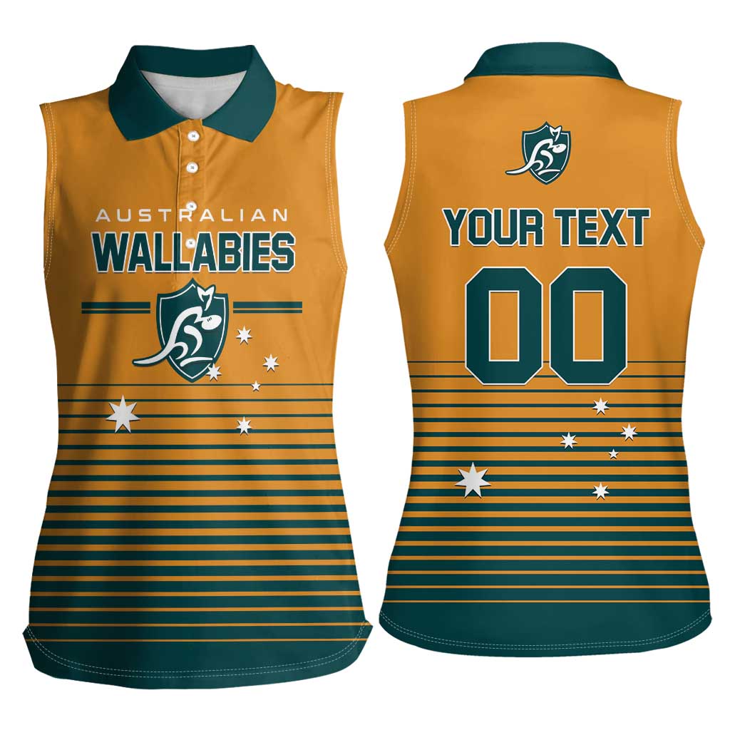 Custom Rugby Australia Women Sleeveless Polo Shirt Junior Wallabies Go Champions