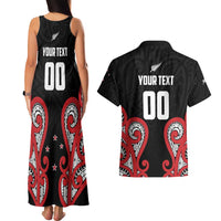 Custom Rugby New Zealand Couples Matching Tank Maxi Dress and Hawaiian Shirt Baby Black Go Champions