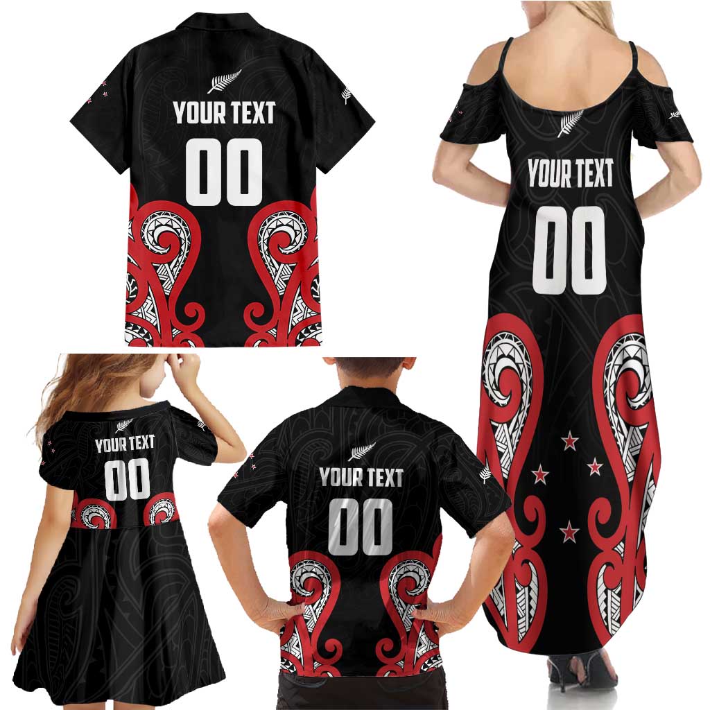 Custom Rugby New Zealand Family Matching Summer Maxi Dress and Hawaiian Shirt Baby Black Go Champions