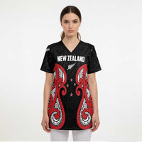 Custom Rugby New Zealand Scrub Top Baby Black Go Champions - Polynesian Pride