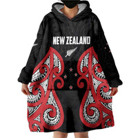 Custom Rugby New Zealand Wearable Blanket Hoodie Baby Black Go Champions
