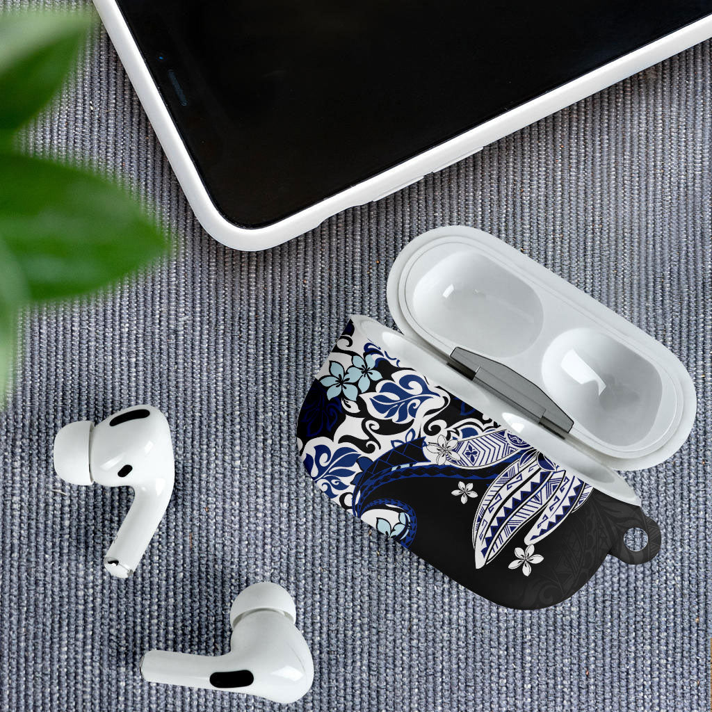 Monstera Plumeria Flowers Blue AirPods Case Polynesian Pattern LT01 - Polynesian Pride
