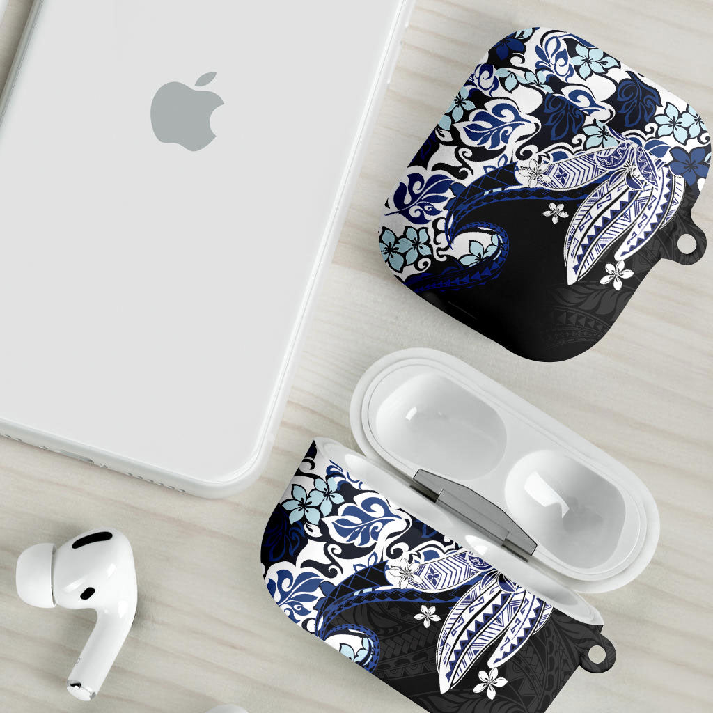 Monstera Plumeria Flowers Blue AirPods Case Polynesian Pattern LT01 - Polynesian Pride
