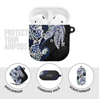 Monstera Plumeria Flowers Blue AirPods Case Polynesian Pattern LT01 - Polynesian Pride