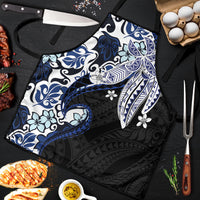 Monstera Plumeria Flowers Blue Apron Polynesian Pattern LT01 Blue - Polynesian Pride