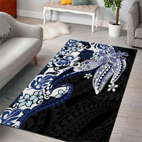 Monstera Plumeria Flowers Blue Area Rug Polynesian Pattern LT01 - Polynesian Pride