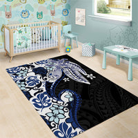 Monstera Plumeria Flowers Blue Area Rug Polynesian Pattern LT01 - Polynesian Pride