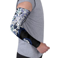 Monstera Plumeria Flowers Blue Arm Sleeves Polynesian Pattern LT01 - Polynesian Pride
