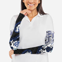Monstera Plumeria Flowers Blue Arm Sleeves Polynesian Pattern LT01 - Polynesian Pride