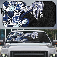 Monstera Plumeria Flowers Blue Auto Sun Shade Polynesian Pattern LT01 Blue - Polynesian Pride