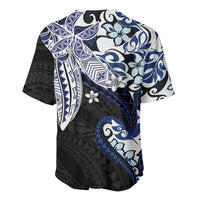 Monstera Plumeria Flowers Blue Baseball Jersey Polynesian Pattern LT01 - Polynesian Pride