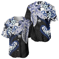 Monstera Plumeria Flowers Blue Baseball Jersey Polynesian Pattern LT01 - Polynesian Pride