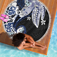 Monstera Plumeria Flowers Blue Beach Blanket Polynesian Pattern LT01 - Polynesian Pride